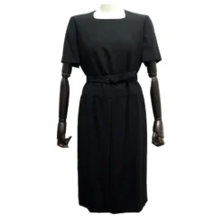 NEUES CHANEL P-KLEID10330 XL 46 MIT SCHWARZEM WOLLGÜRTEL NEUES SCHWARZES KLEID