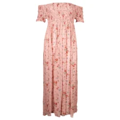 Philosophy Di Alberta Ferretti Rosafarbenes, Schulterfreies Kleid Mit Blumenmuster