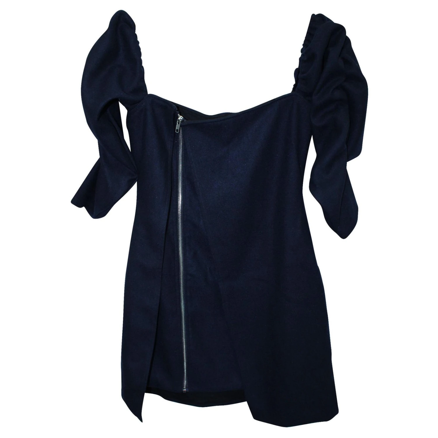 Autre Marque Dunkelblaues Schulterfreies Kleid Mit Reißverschluss Vorne Marineblau 1 Autre Marque Dunkelblaues Schulterfreies Kleid Mit Reißverschluss Vorne Marineblau