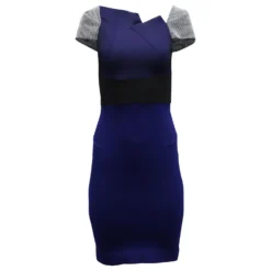 Roland Mouret Figurbetontes Kleid Mit Akzentärmeln Aus Blauem Polyester Marineblau