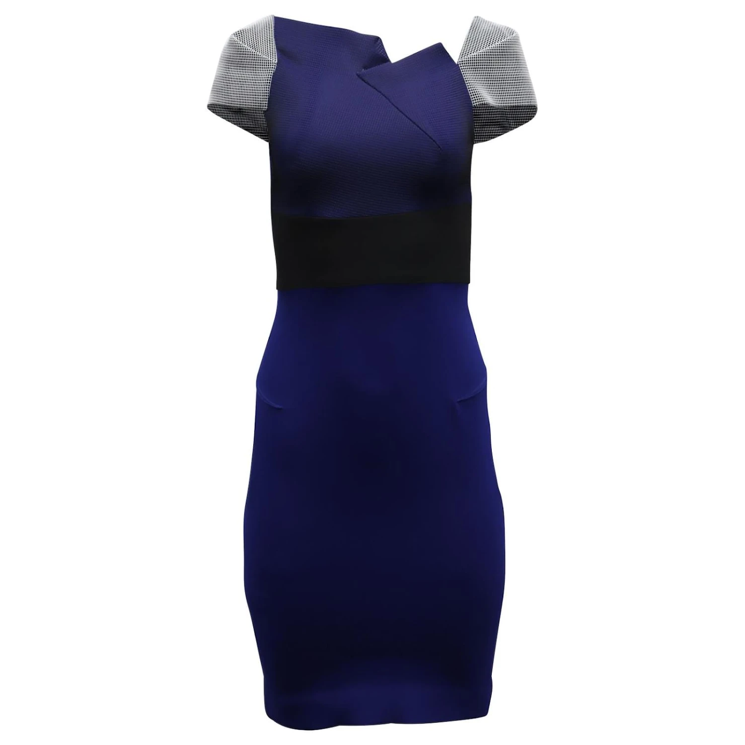 Roland Mouret Figurbetontes Kleid Mit Akzentärmeln Aus Blauem Polyester Marineblau 1 Roland Mouret Figurbetontes Kleid Mit Akzentärmeln Aus Blauem Polyester Marineblau