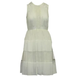 Sandro Ärmelloses Kleid Aus Elfenbeinfarbener Spitze Weiß Roh