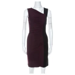 Diane Von Furstenberg DvF Gladys Zweifarbiges Kleid Schwarz Dunkelviolett