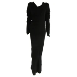 Comme Des Garcons Wolle Bodenlanges Kleid Schwarz