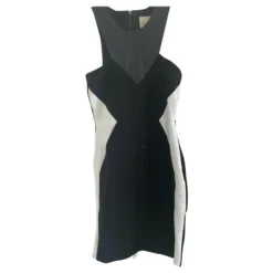 Autre Marque Mason Leder Passe Kleid Schwarz Weiß