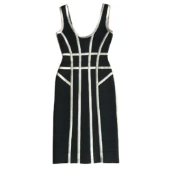 Herve Leger Kleid Schwarz Beige