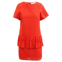 Thakoon Addition Leuchtendes Rotes Besticktes Kleid