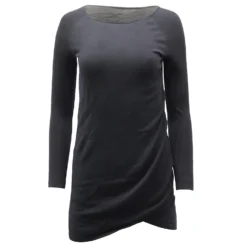 Theory – Langärmliges, Drapiertes Jersey-Kleid Aus Schwarzer Wolle