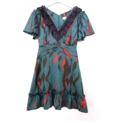 Three Floors Fashion Blaugrün Bedrucktes Kleid Mit Drei Stockwerken