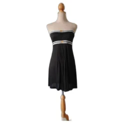 John Galliano Schwarzes Trägerloses Kleid - 38