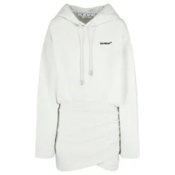 Off White Off-White-Logo-Hoodie-Pullover-Kleid Weiß