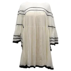 Chloé Chloe Baby Doll Kleid Mit Blousonärmeln Aus Cremefarbener Seide Weiß Roh