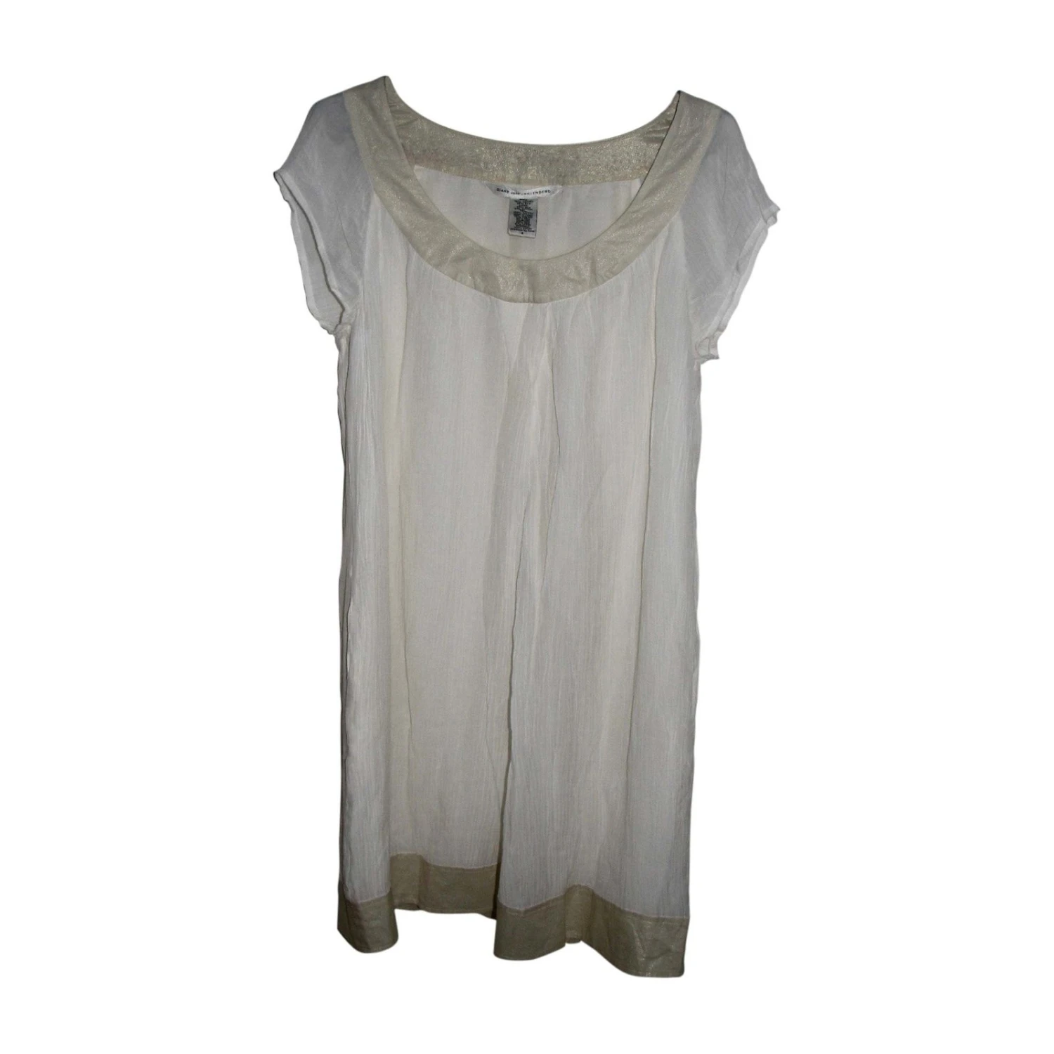 Diane Von Furstenberg DvF-Ayuka-Kleid Mit Goldener Umrandung Weiß 1 Diane Von Furstenberg DvF-Ayuka-Kleid Mit Goldener Umrandung Weiß