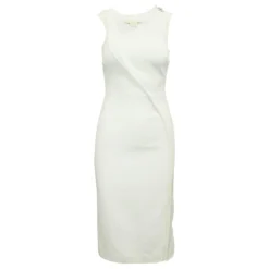Autre Marque Elfenbeinfarbenes Kleid Mit Lederverzierungen Weiß Roh