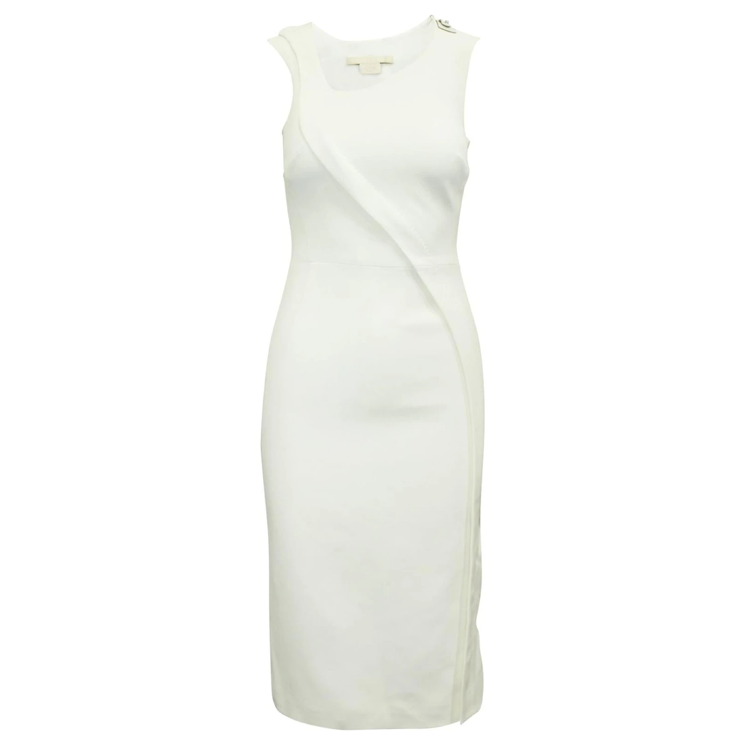 Autre Marque Elfenbeinfarbenes Kleid Mit Lederverzierungen Weiß Roh 1 Autre Marque Elfenbeinfarbenes Kleid Mit Lederverzierungen Weiß Roh